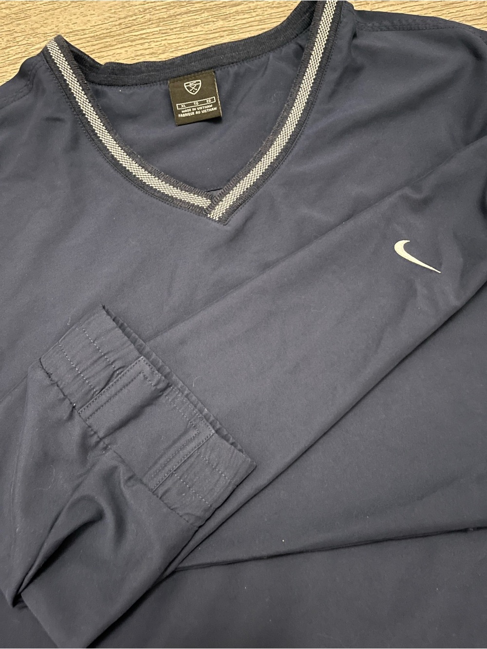 Vintage Nike Golf Men's Navy V-Neck Windbreaker Long Sleeve Shirt XL